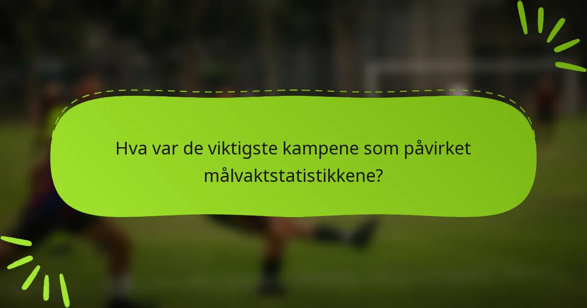Hva var de viktigste kampene som påvirket målvaktstatistikkene?