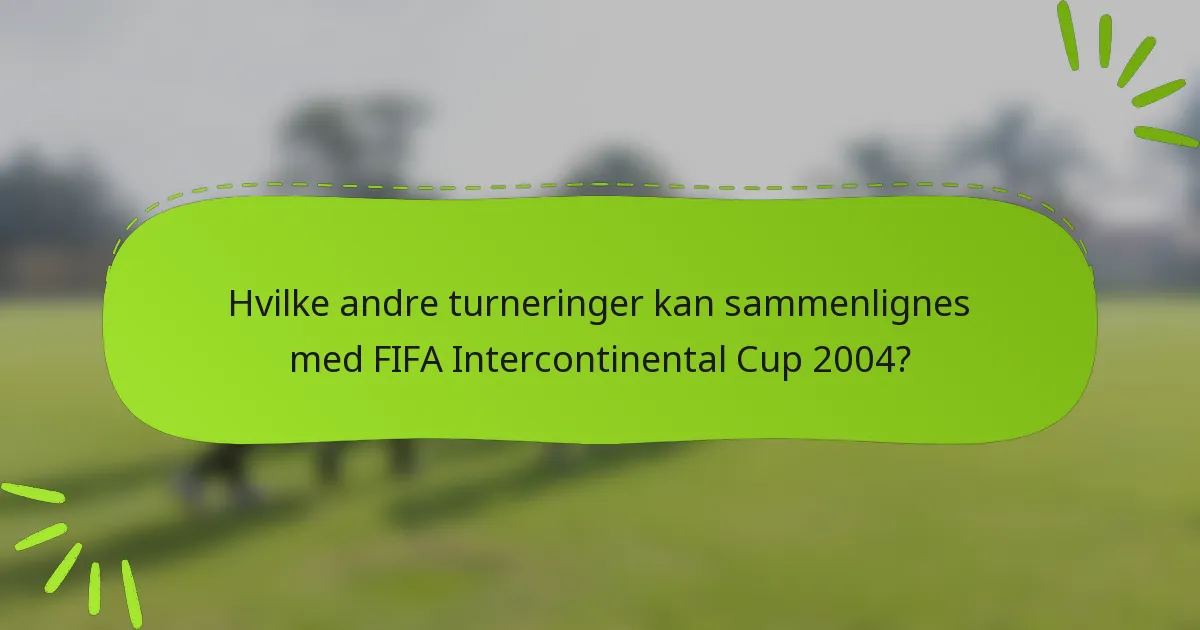 Hvilke andre turneringer kan sammenlignes med FIFA Intercontinental Cup 2004?