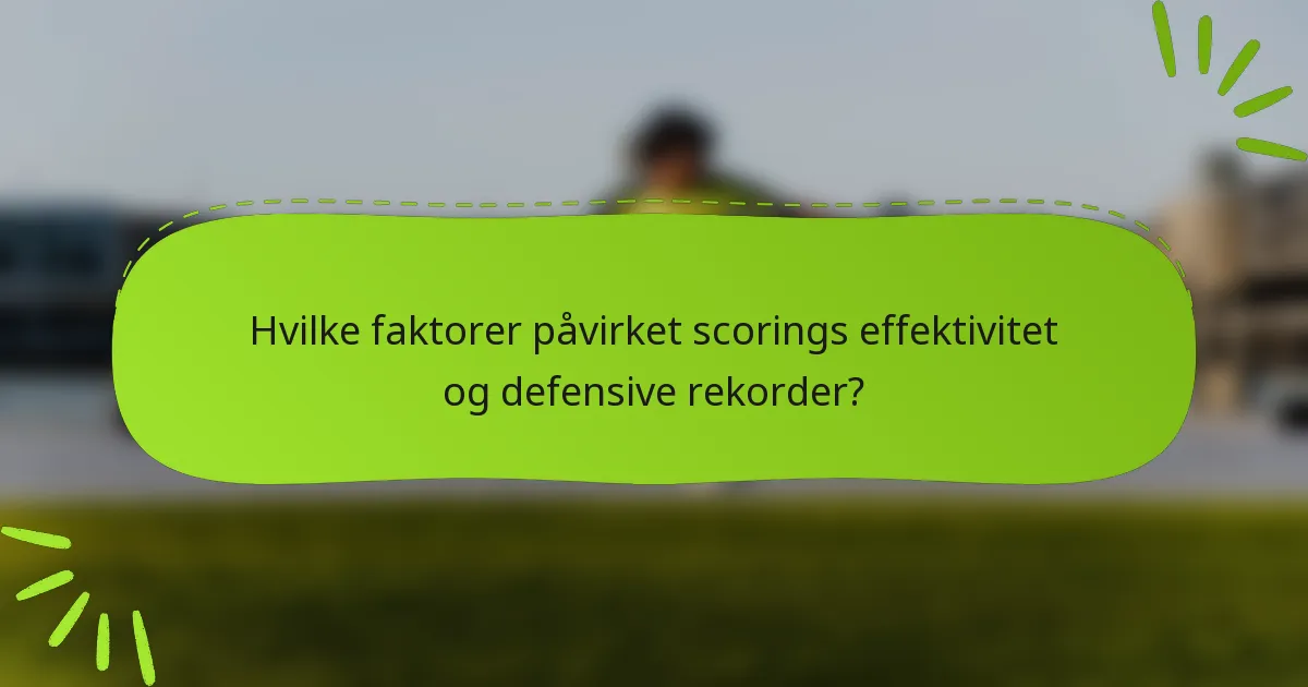 Hvilke faktorer påvirket scorings effektivitet og defensive rekorder?