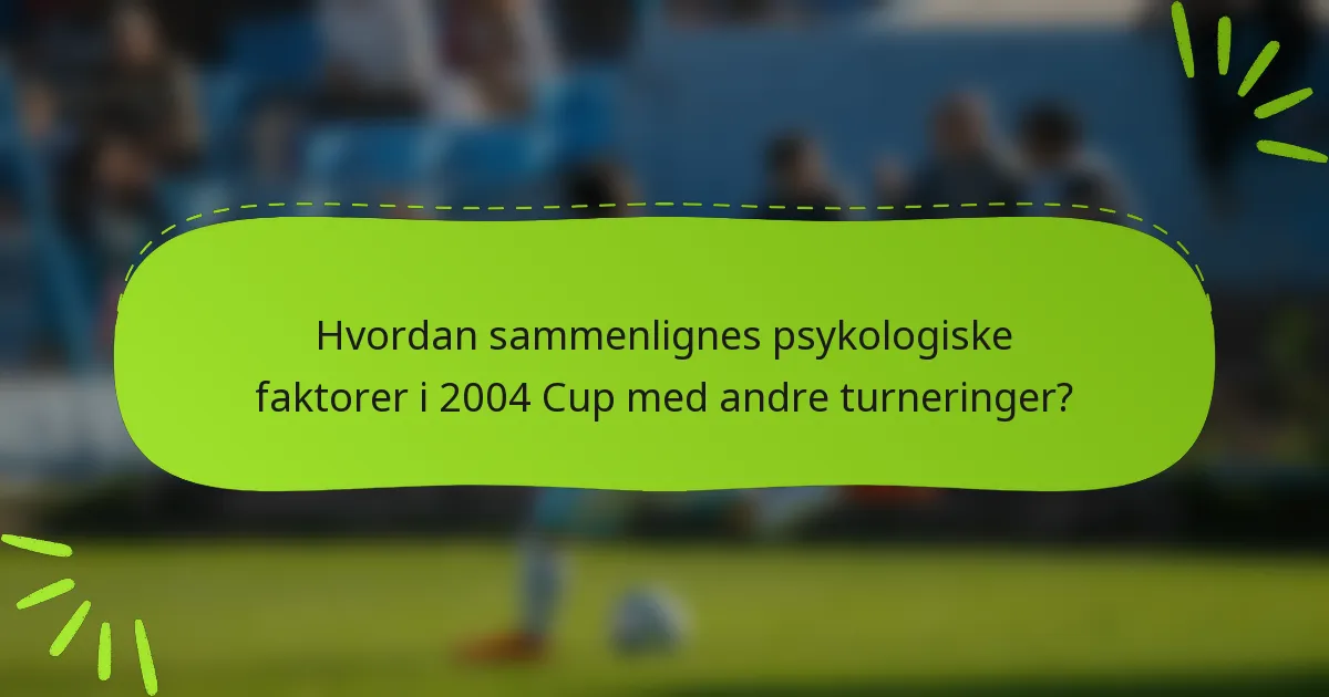 Hvordan sammenlignes psykologiske faktorer i 2004 Cup med andre turneringer?